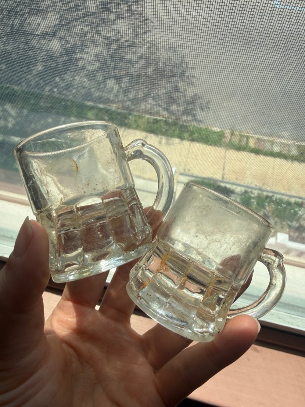Clear Glass Mini Mug Shot Glasses - Set of 2